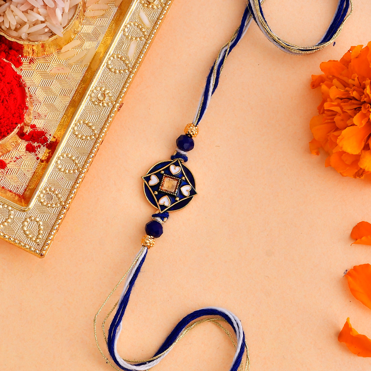 trueBrowns X Voylla Ethnic Mandala Inspired Blue Thread Rakhi