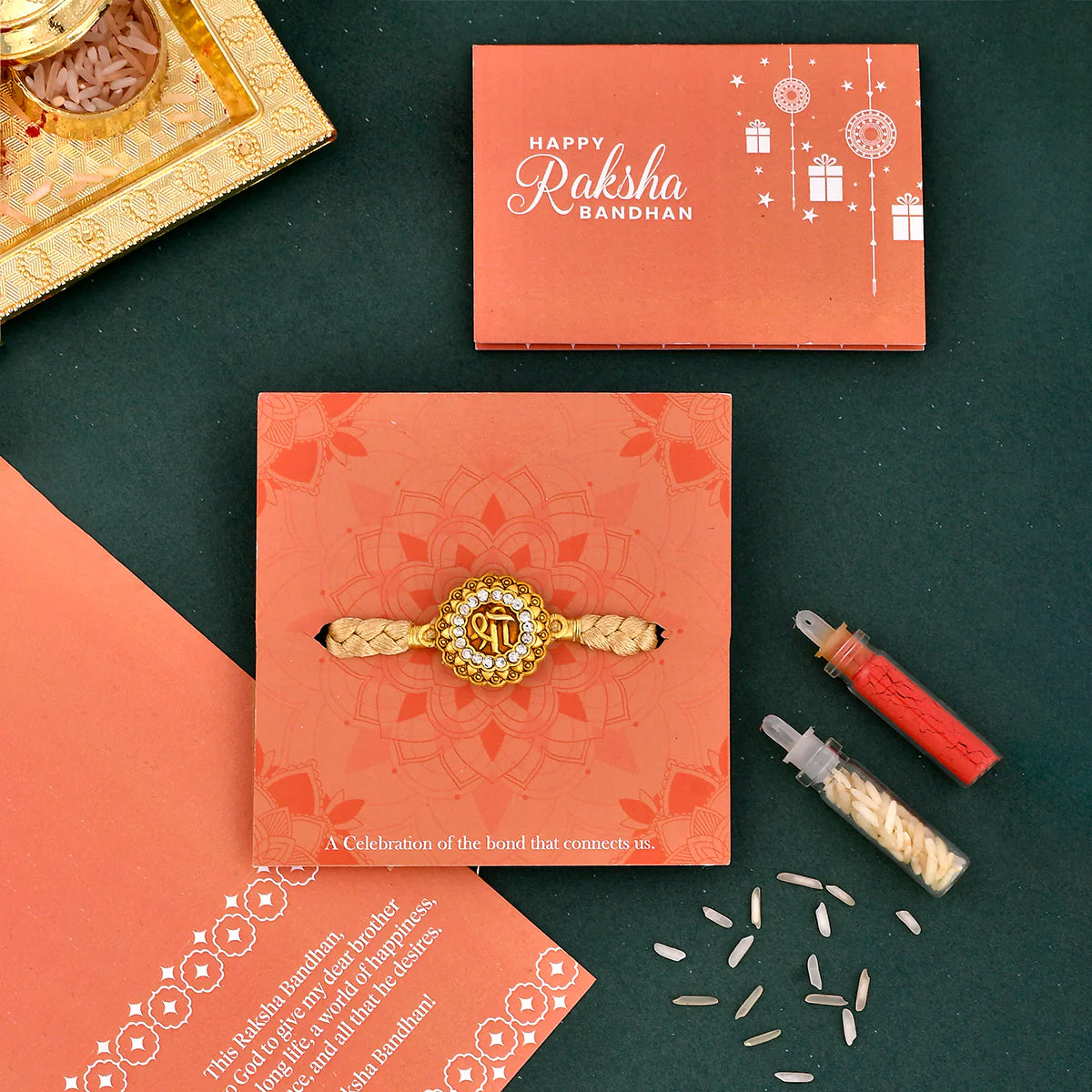 trueBrowns X Voylla Traditional Shree Inscription Zirconia Studded Rakhi