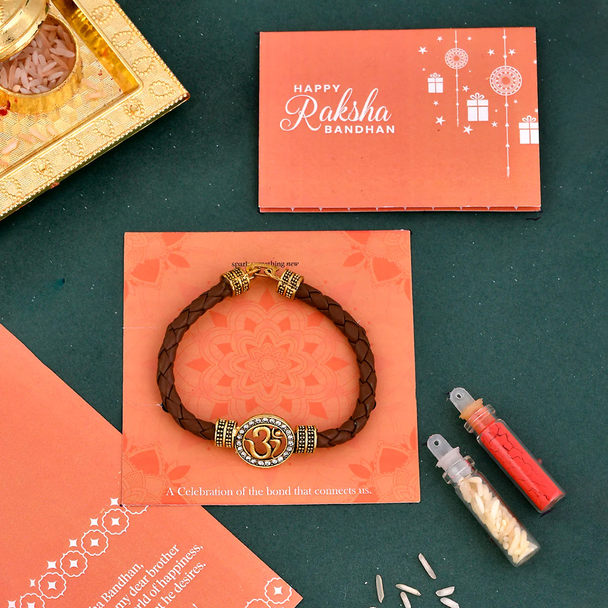trueBrowns X Voylla Om Leather Bracelet Style Rakhi