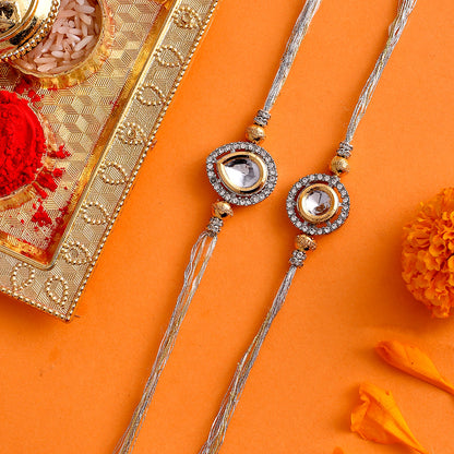 trueBrowns X Voylla Kundan Polki Studded Thread Rakhis - Pack Of 2