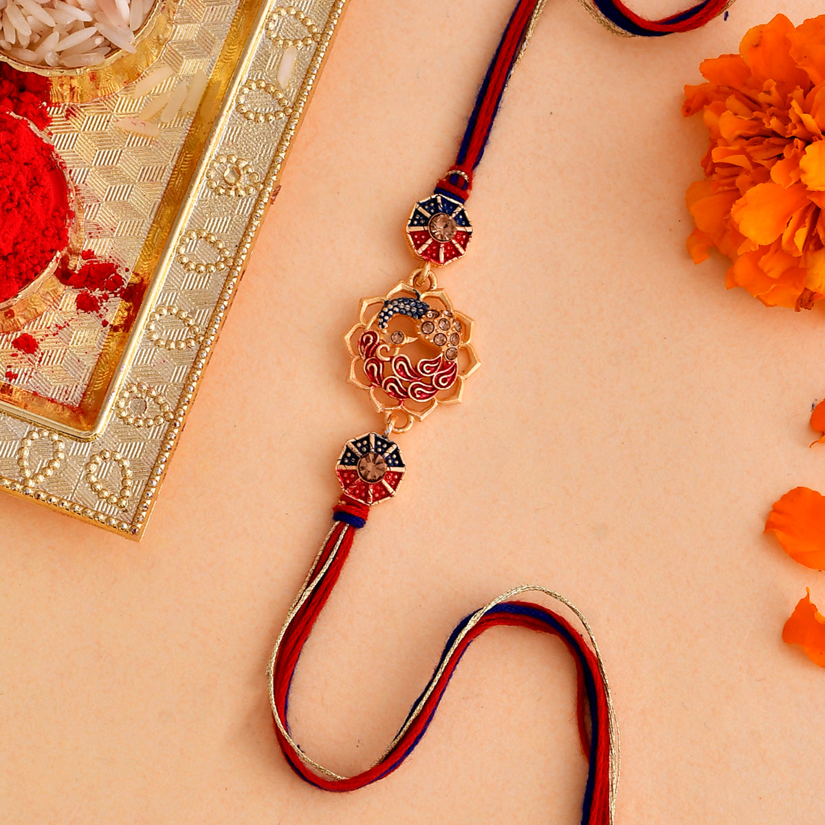 trueBrowns X Voylla Cutwork Studded High Polish Thread Rakhi