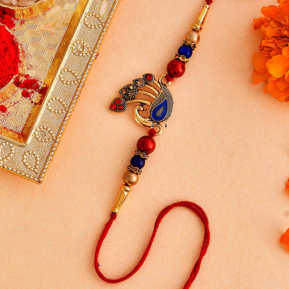 trueBrowns X Voylla Colorful Peacock Motif Thread Rakhi