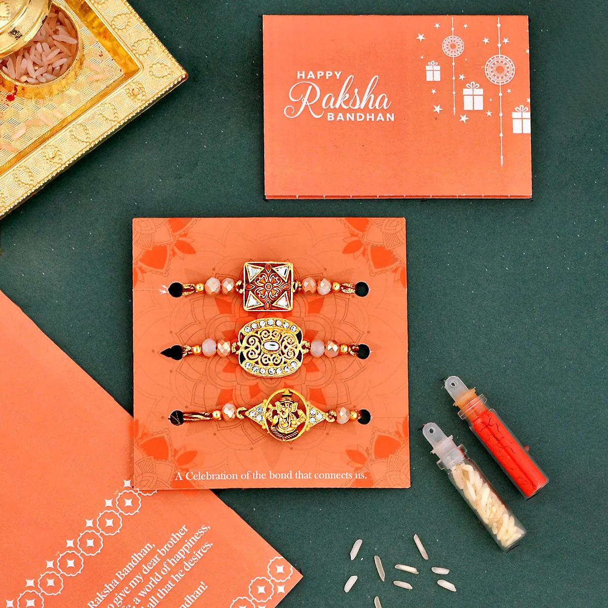 trueBrowns X Voylla Ethnic Style Designer Thread Rakhis - Pack Of 3