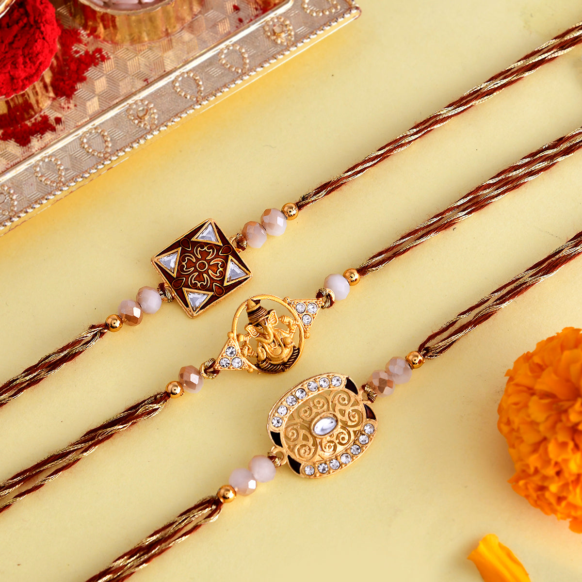 trueBrowns X Voylla Ethnic Style Designer Thread Rakhis - Pack Of 3