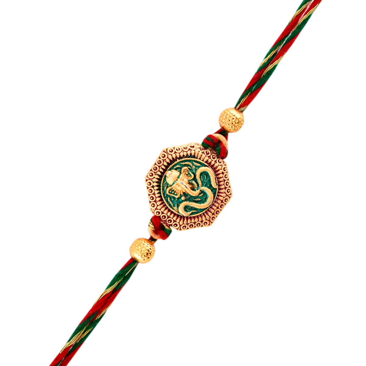 trueBrowns X Voylla Traditional Om And Lord Ganesha Motif Thread Rakhi