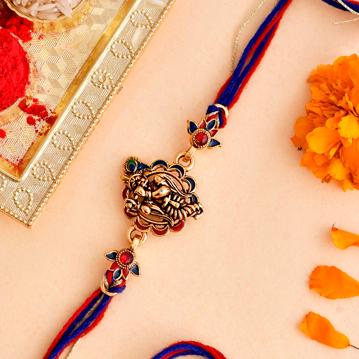 trueBrowns X Voylla Traditional Lord Krishna Motif Thread Rakhi