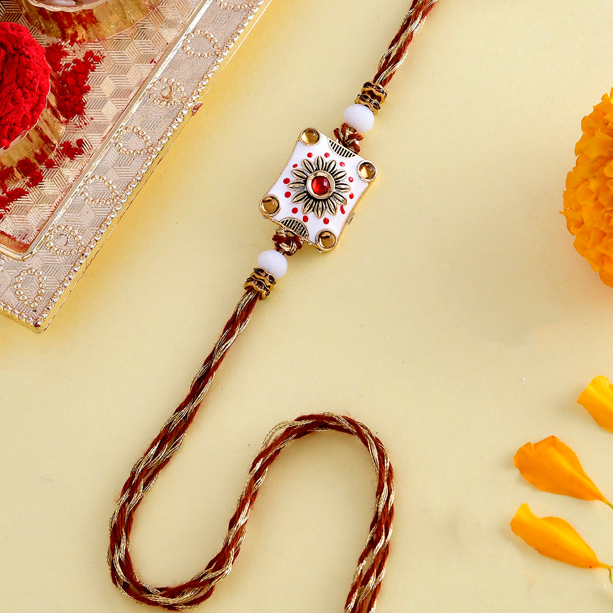 trueBrowns X Voylla Classic Gems Studded Ethnic Thread Rakhi