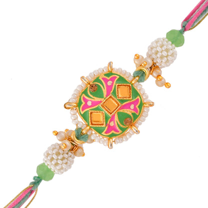trueBrowns X Voylla Enameled Pearl Beads Thread Rakhi