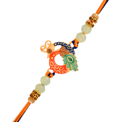 trueBrowns X Voylla Colorful Enameled Peacock Motif Beaded Thread Rakhi