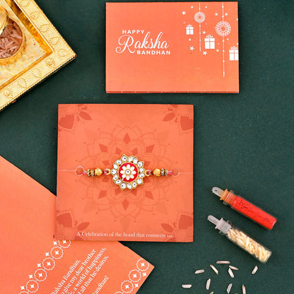 trueBrowns X Voylla Green Gems Studded Ethnic Thread Rakhi