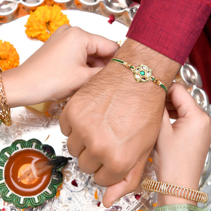 trueBrowns X Voylla Green Gems Studded Ethnic Thread Rakhi