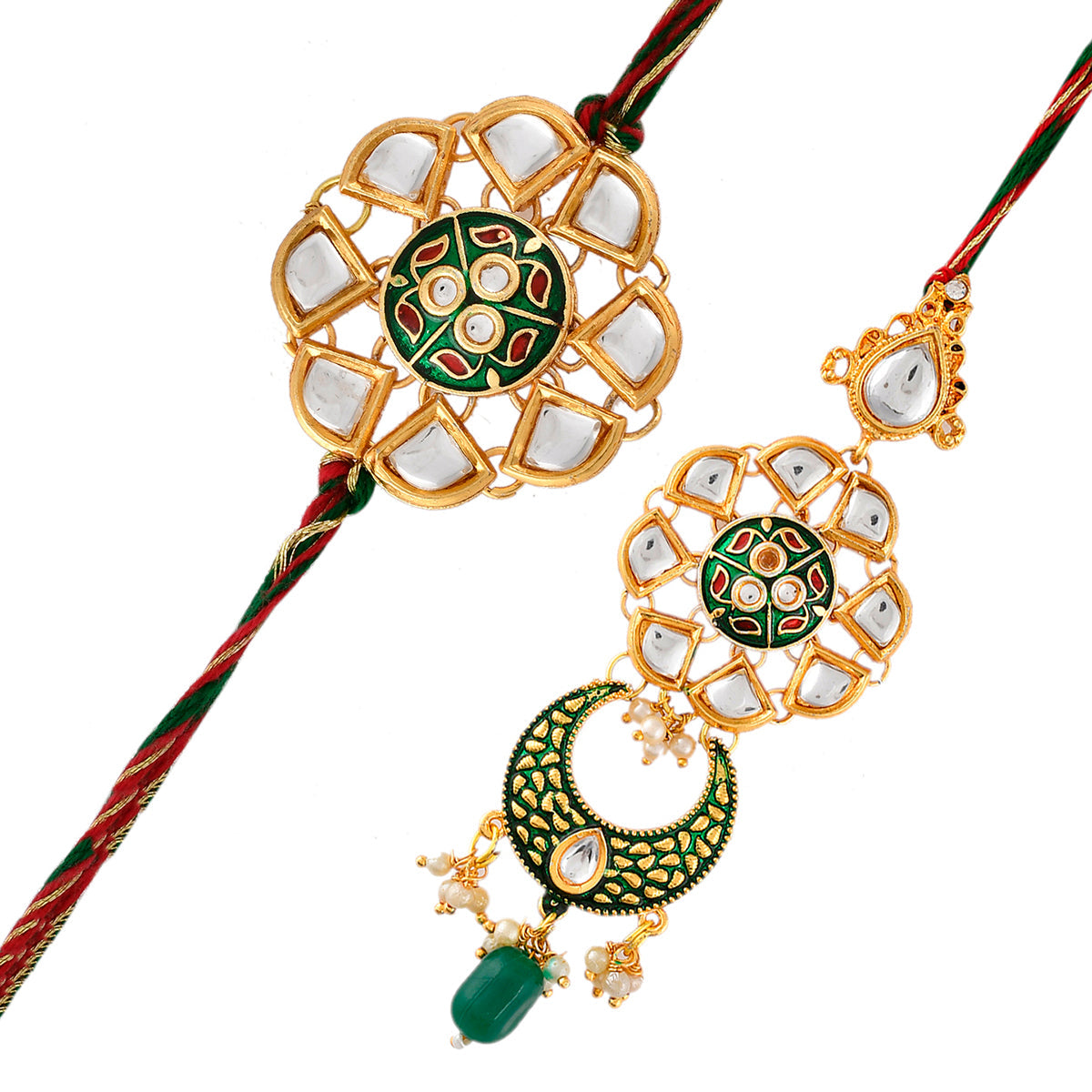 trueBrowns X Voylla Kundan Polki Enameled Bhaiya-Bhabhi Rakhi