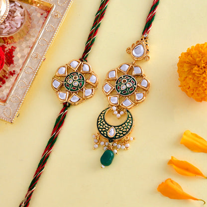 trueBrowns X Voylla Kundan Polki Enameled Bhaiya-Bhabhi Rakhi