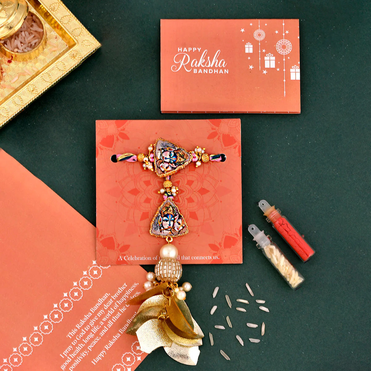 trueBrowns X Voylla Ethnic High Polish Pearl Beads Bhaiya-Bhabhi Rakhi