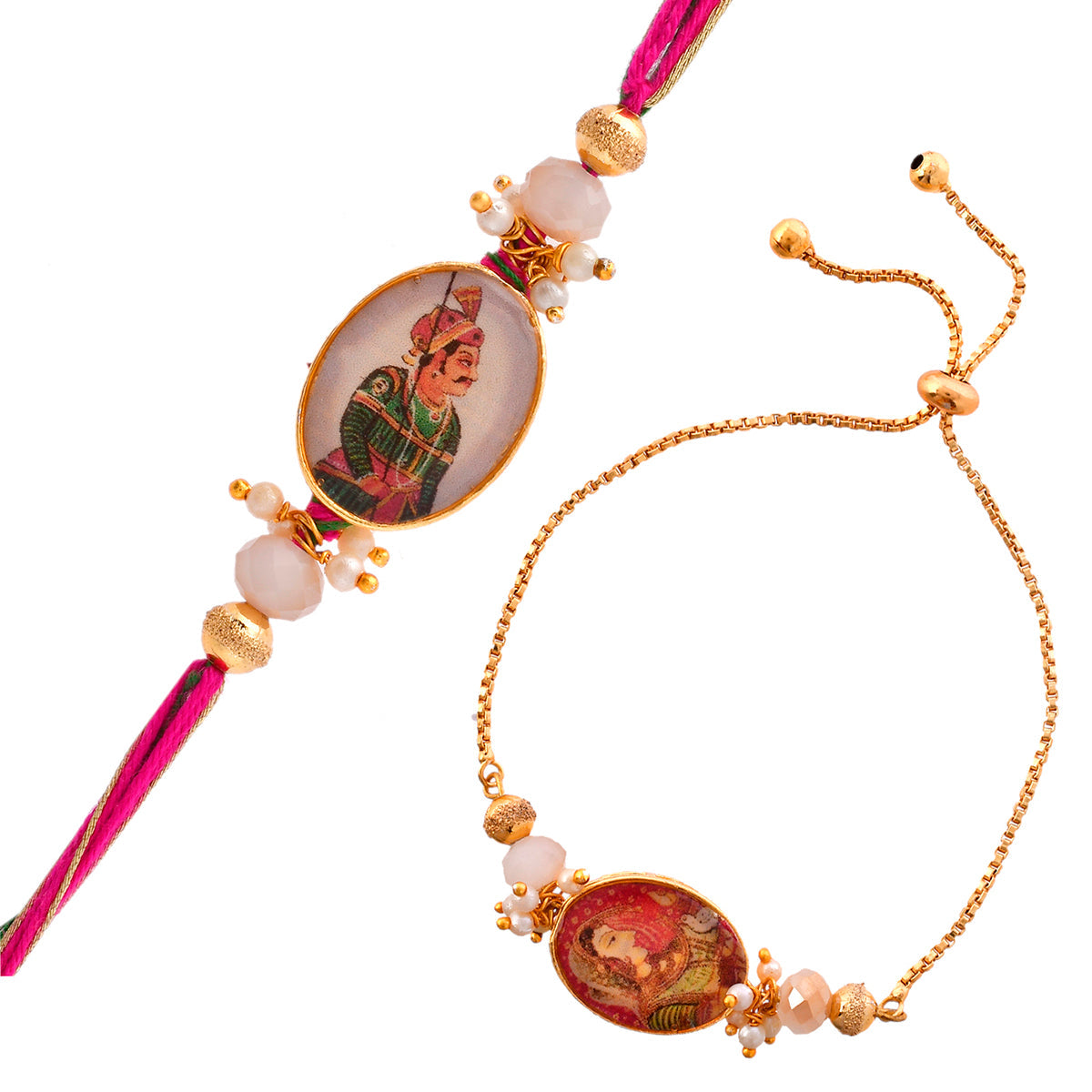 trueBrowns X Voylla Traditional King And Queen Pearl Beads Bhaiya-Bhabhi Rakhi
