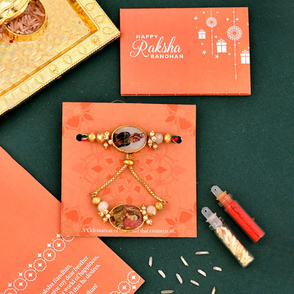 trueBrowns X Voylla Traditional King And Queen Pearl Beads Bhaiya-Bhabhi Rakhi