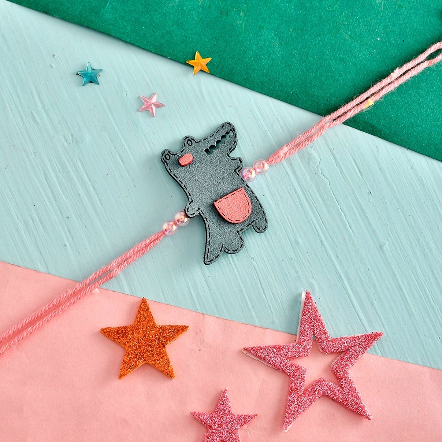 trueBrowns X Voylla Playful Crocodile Colourful Kids Thread Rakhi For Kids