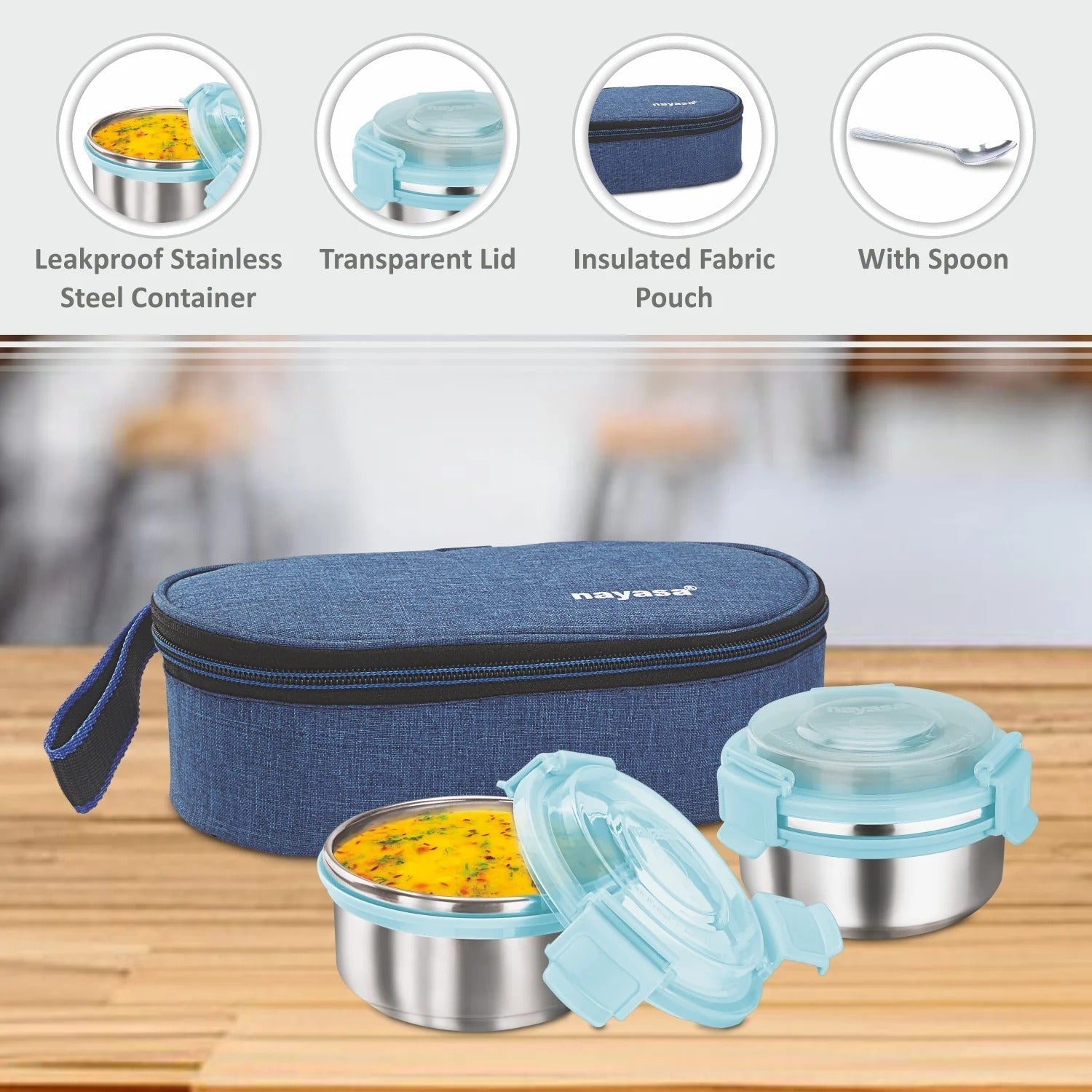 Nayasa Aqua Crunch 2 Plastic Lunch Box Set of 2