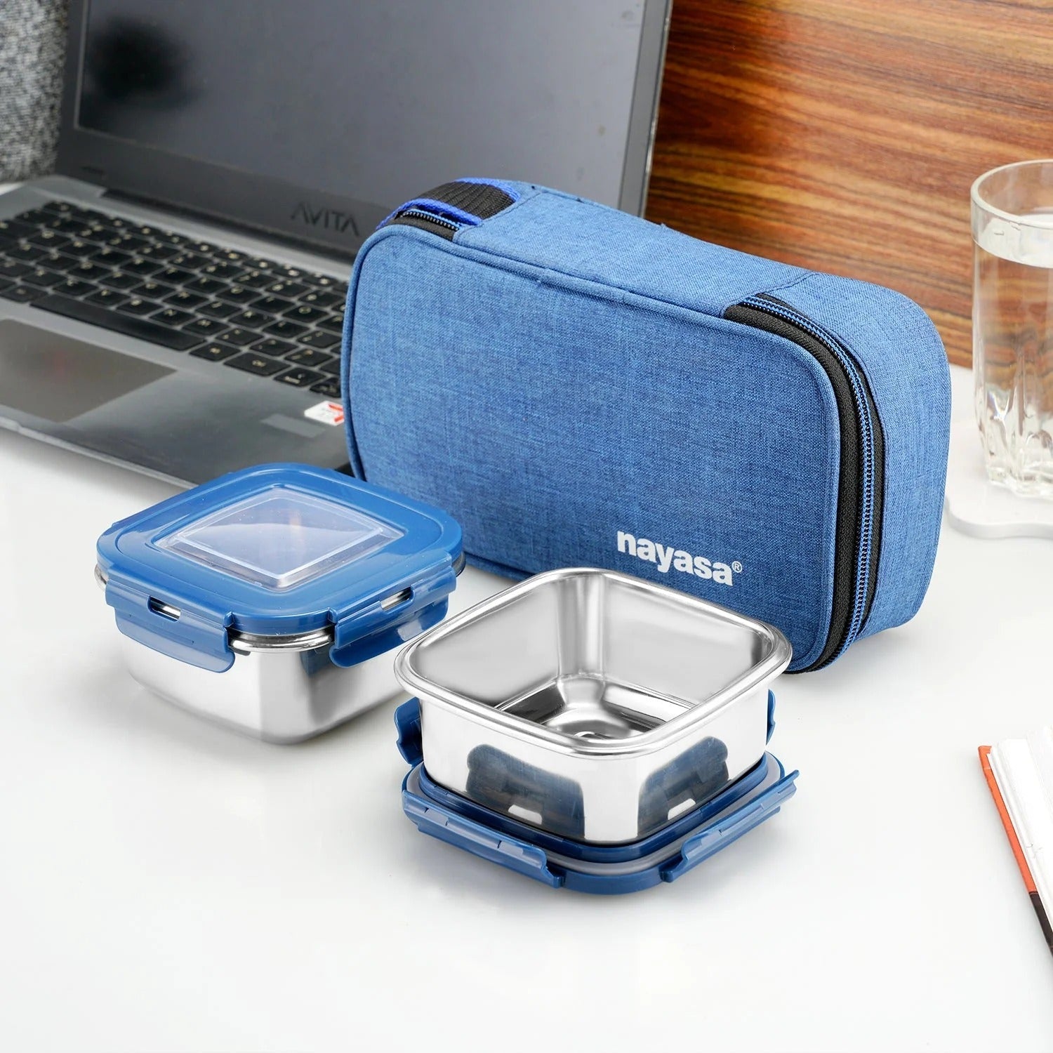 Nayasa Eco Crunch Lunch Box with 2 Containers 300ml Each