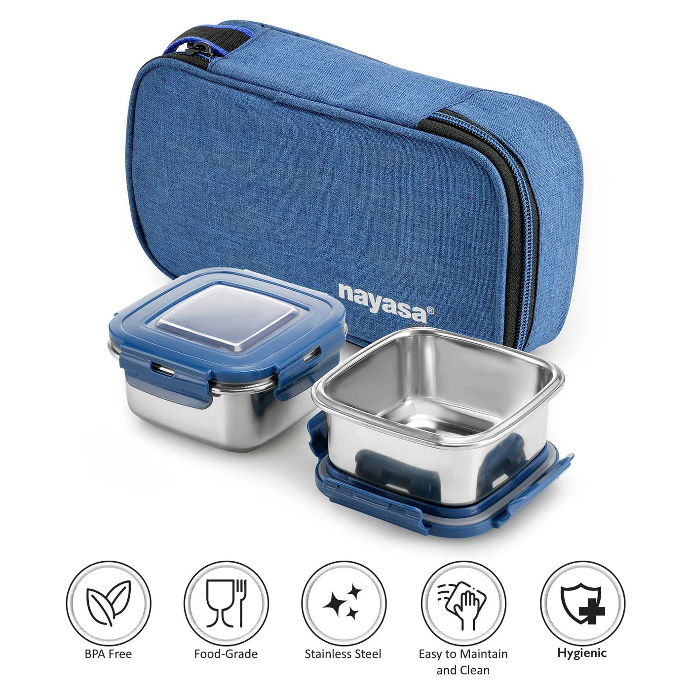 Nayasa Eco Crunch Lunch Box with 2 Containers 300ml Each