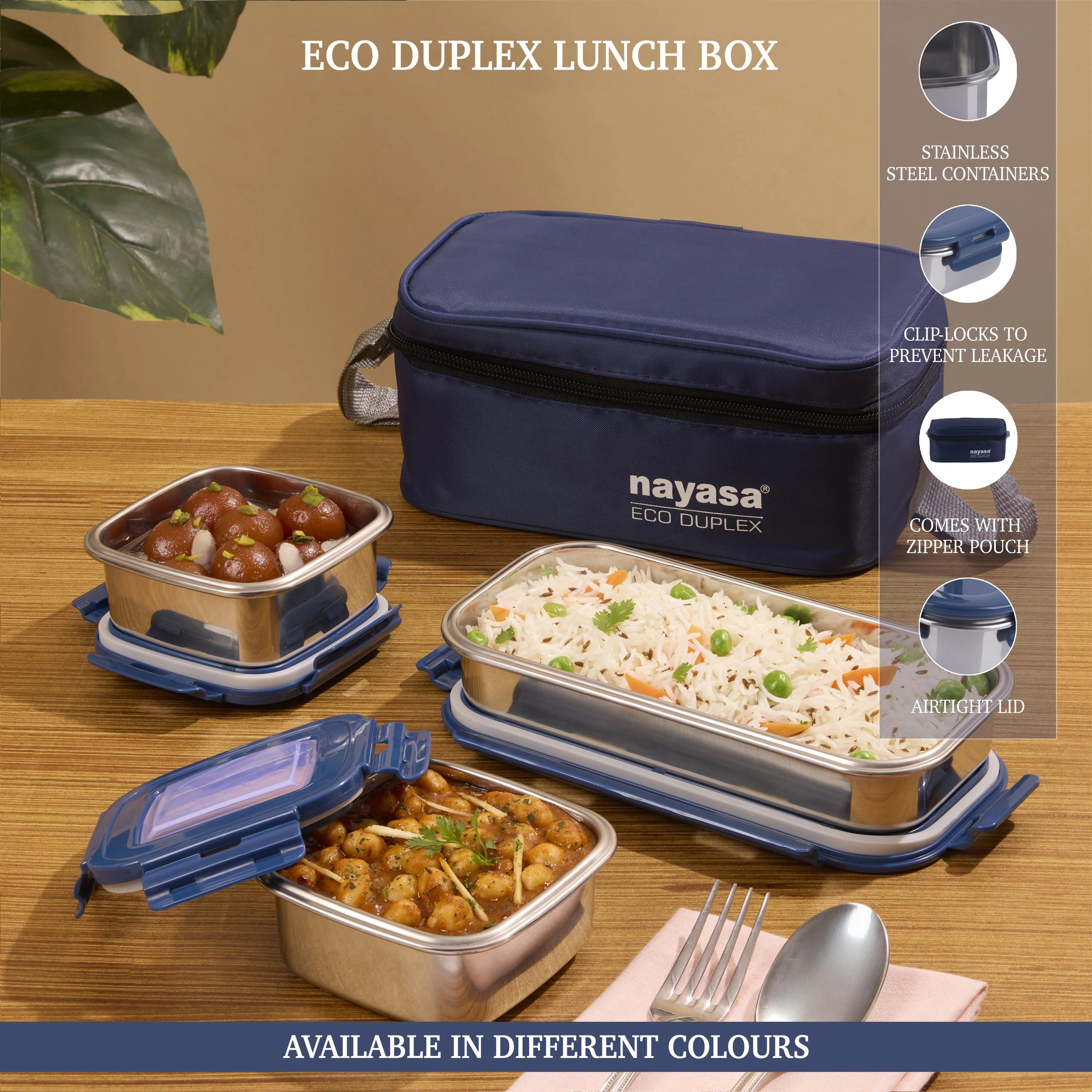 Nayasa Eco Duplex Stainless Steel Lunch Box Set of 3