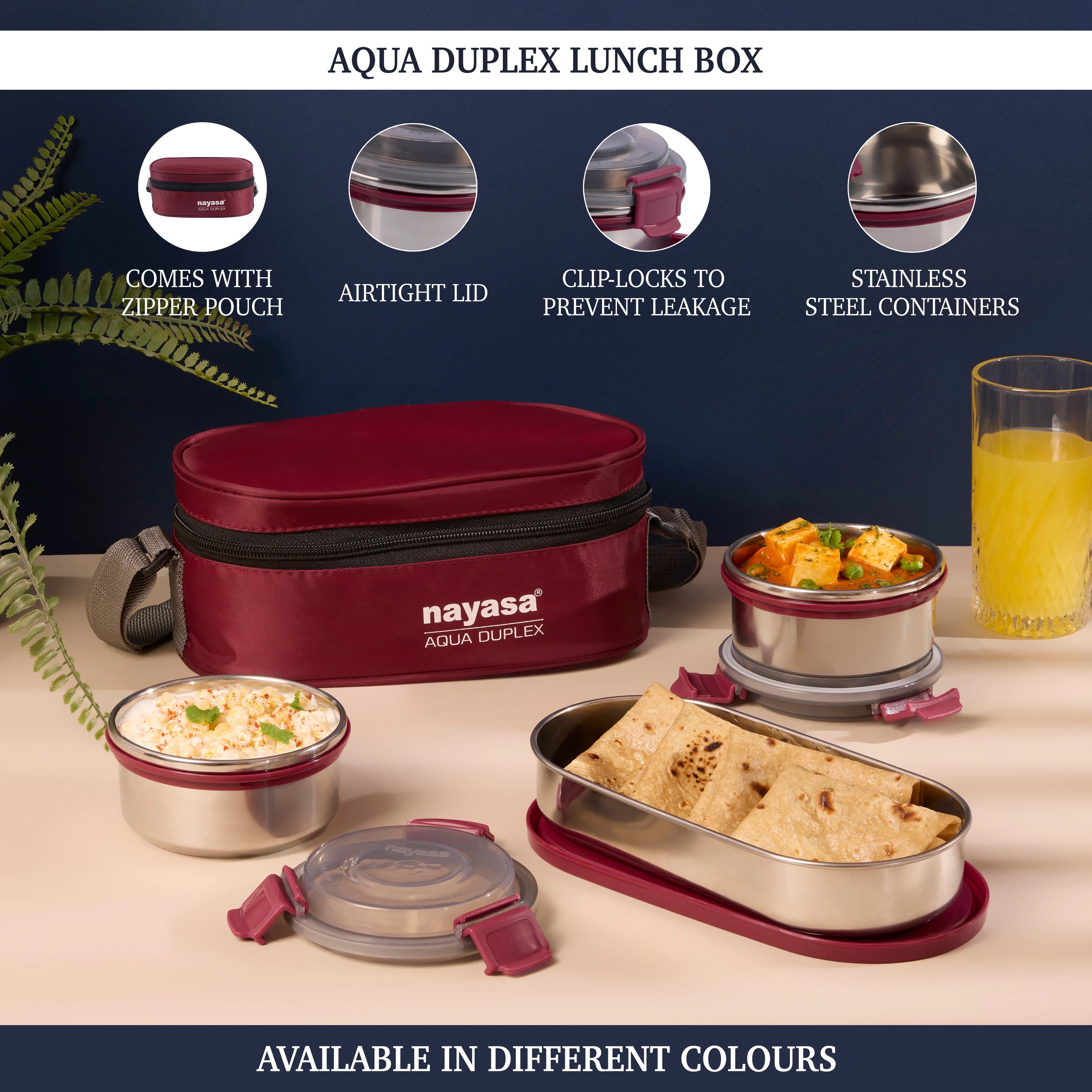Nayasa Aqua Duplex Stainless Steel Lunch Box Set