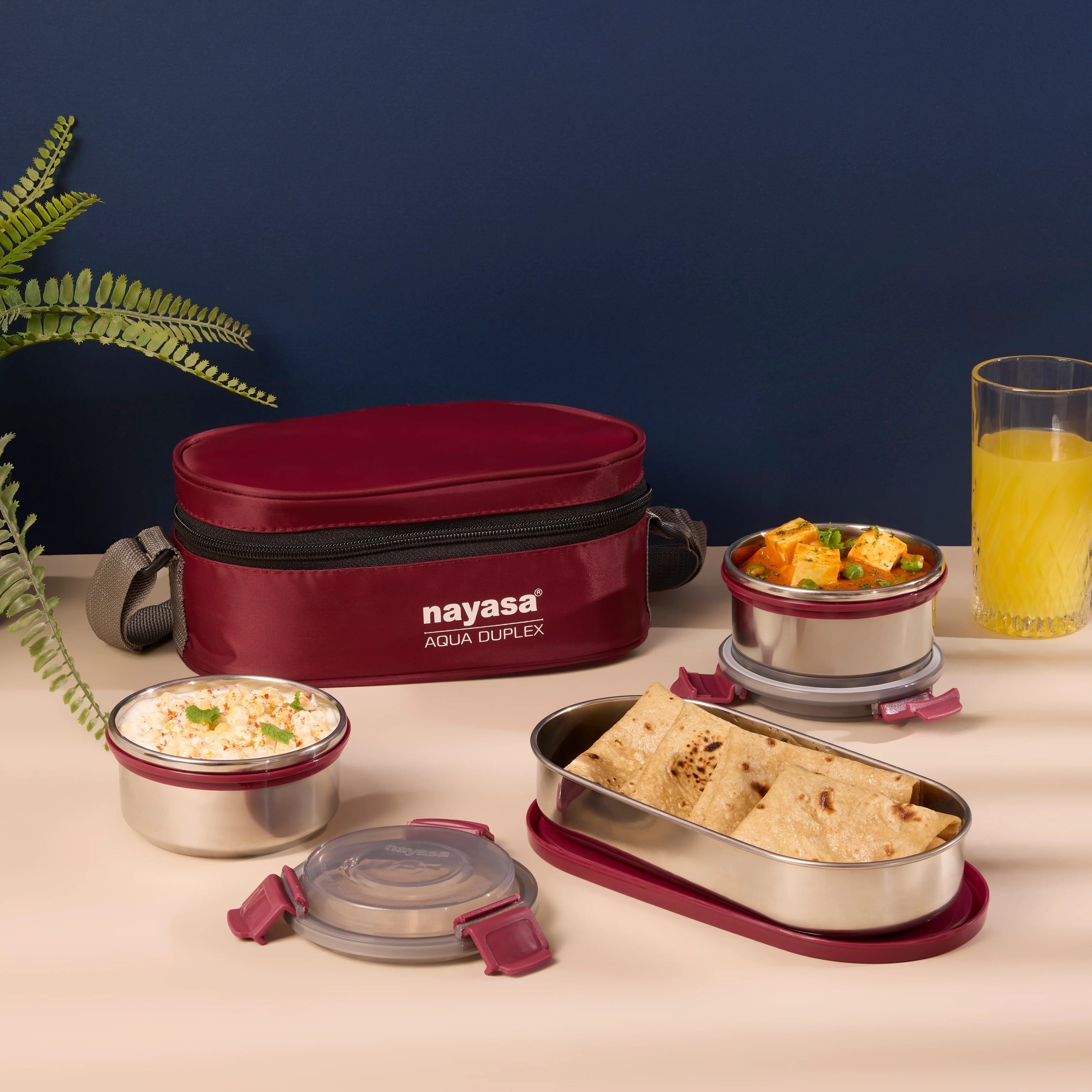 Nayasa Aqua Duplex Stainless Steel Lunch Box Set