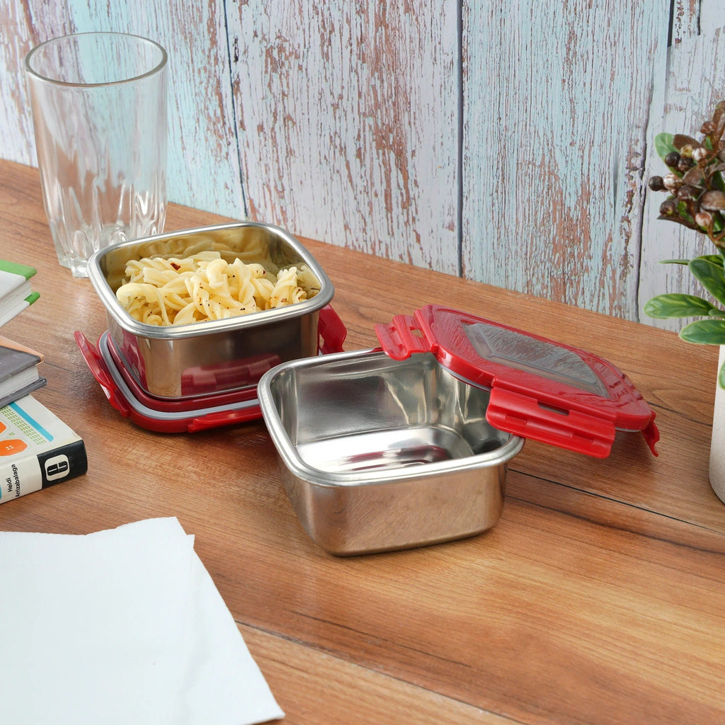 Nayasa Square Eco Lock Plastic Lunch Box 230ml Set of 2