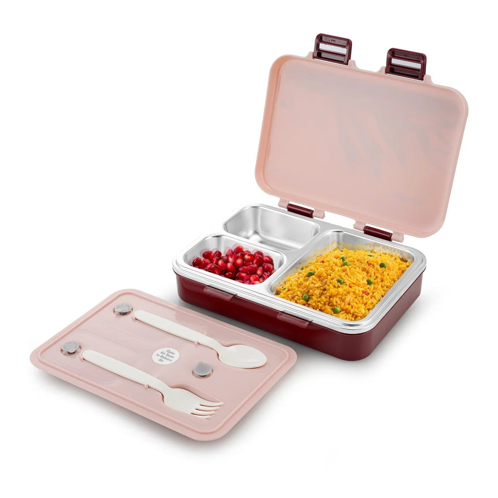 Nayasa Vitamax Insulated 3-Compartment Stainless Steel Lunch Box