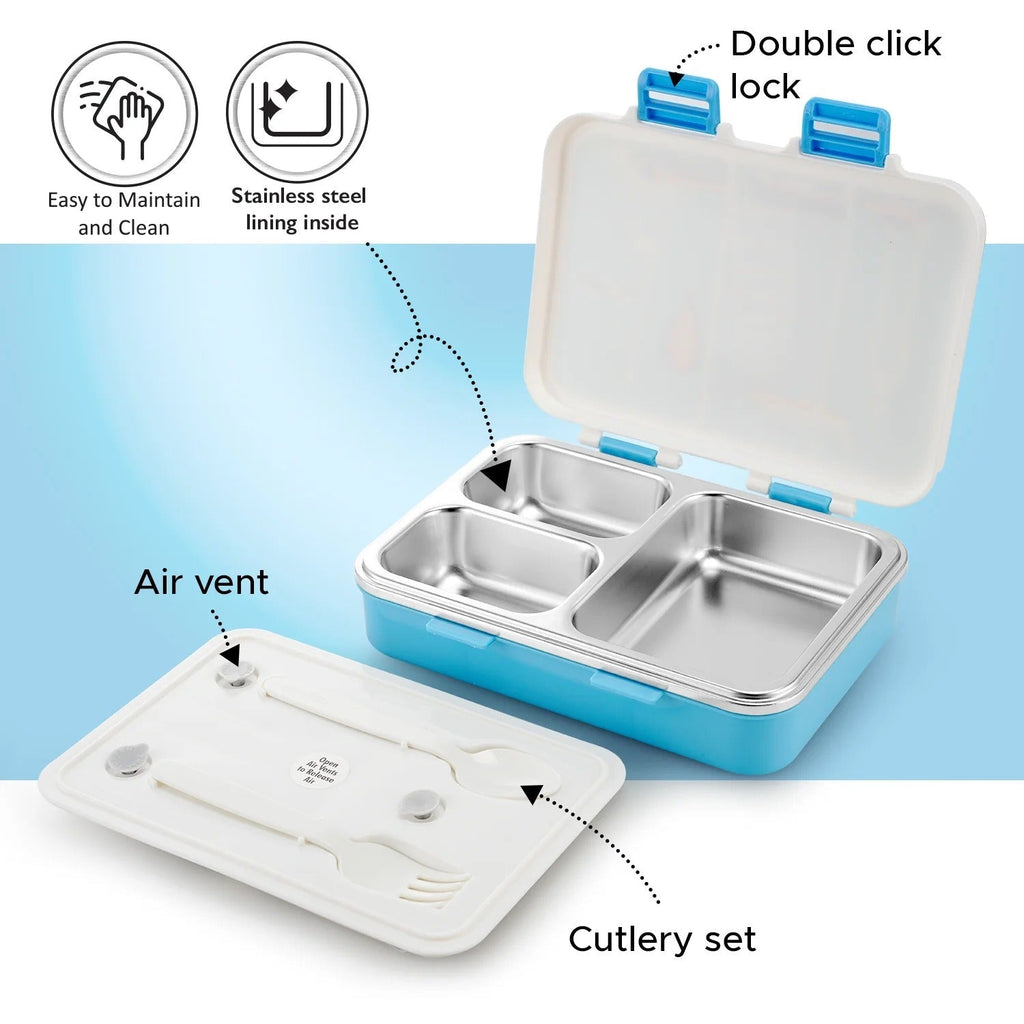 Nayasa Vitamax Insulated 3-Compartment Stainless Steel Lunch Box