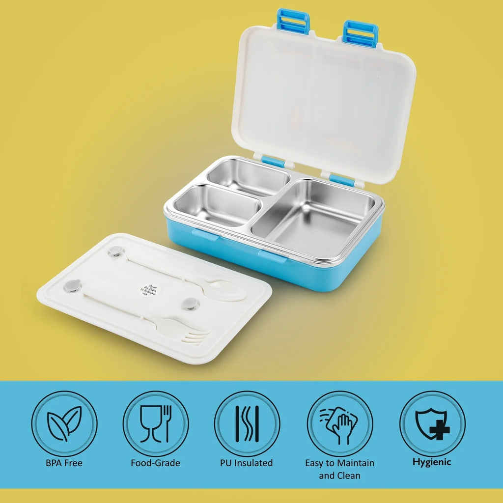Nayasa Vitamax Insulated 3-Compartment Stainless Steel Lunch Box