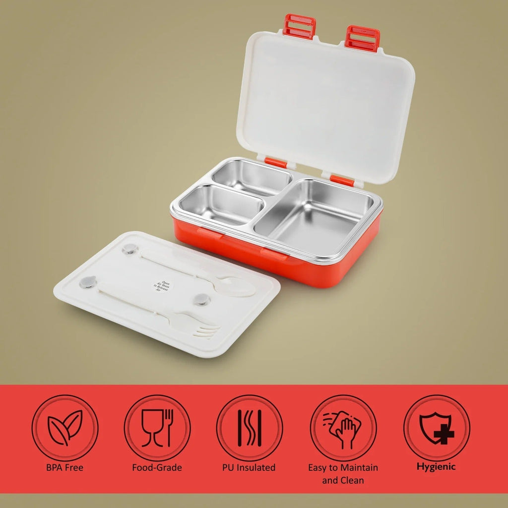 Nayasa Vitamax Insulated 3-Compartment Stainless Steel Lunch Box