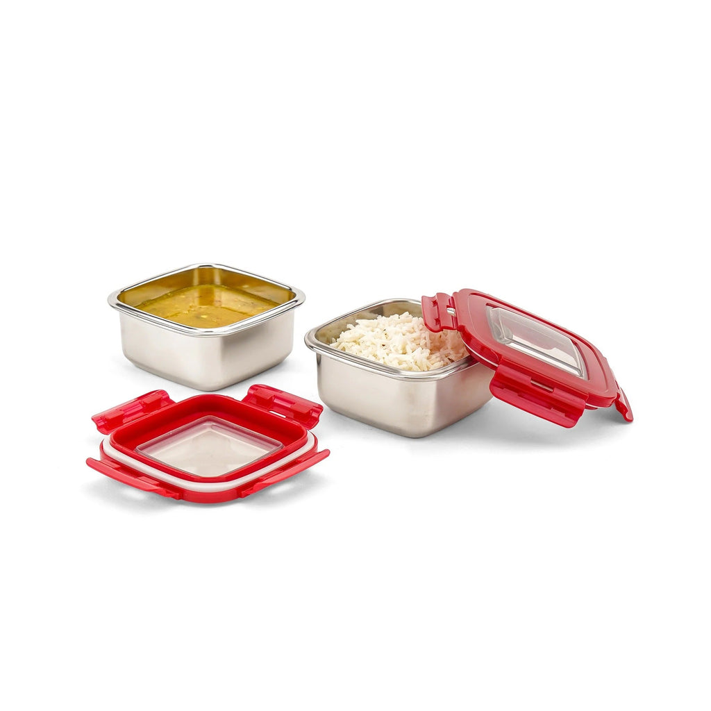 Nayasa Square Eco Lock Plastic Lunch Box 230ml Set of 2
