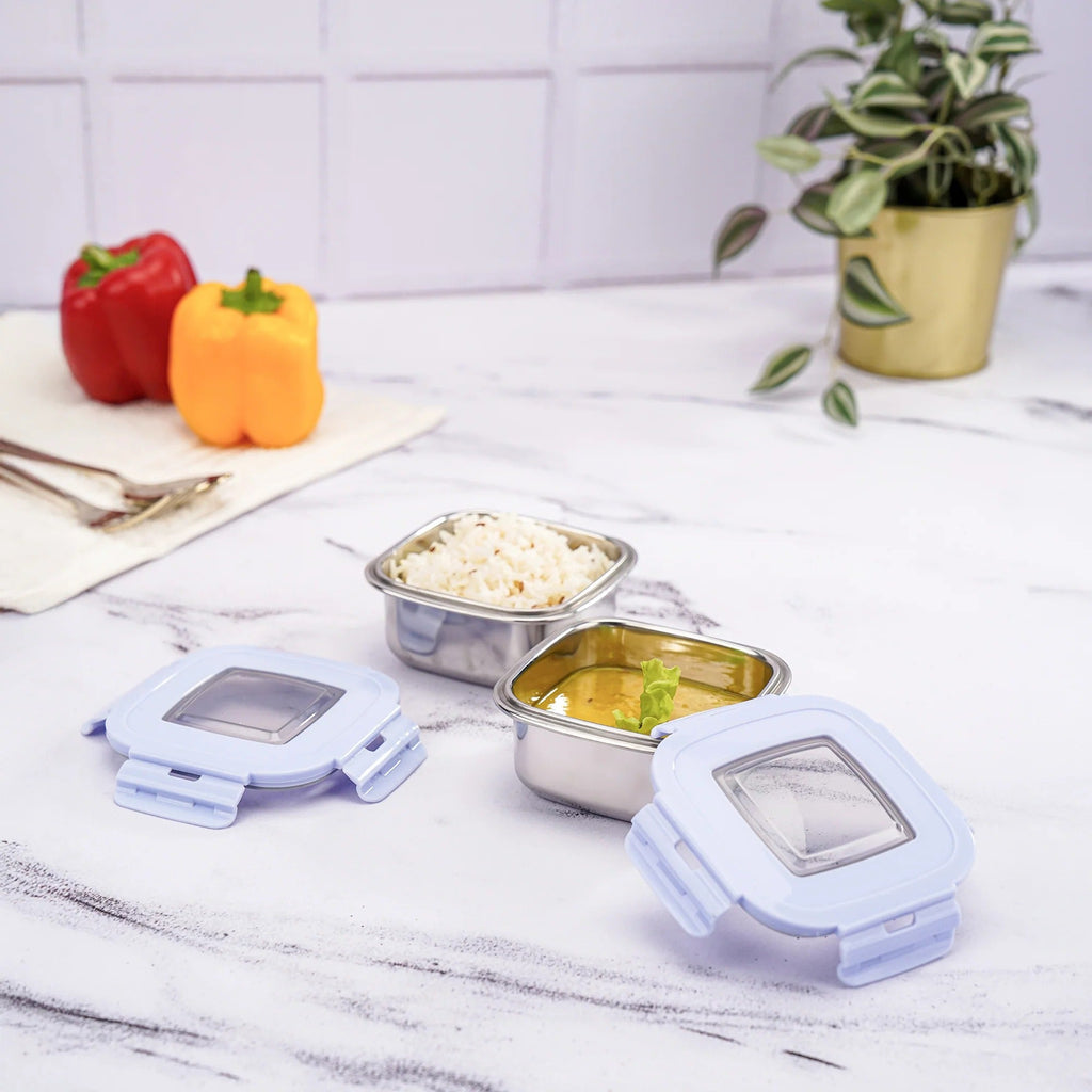 Nayasa Square Eco Lock Plastic Lunch Box 230ml Set of 2