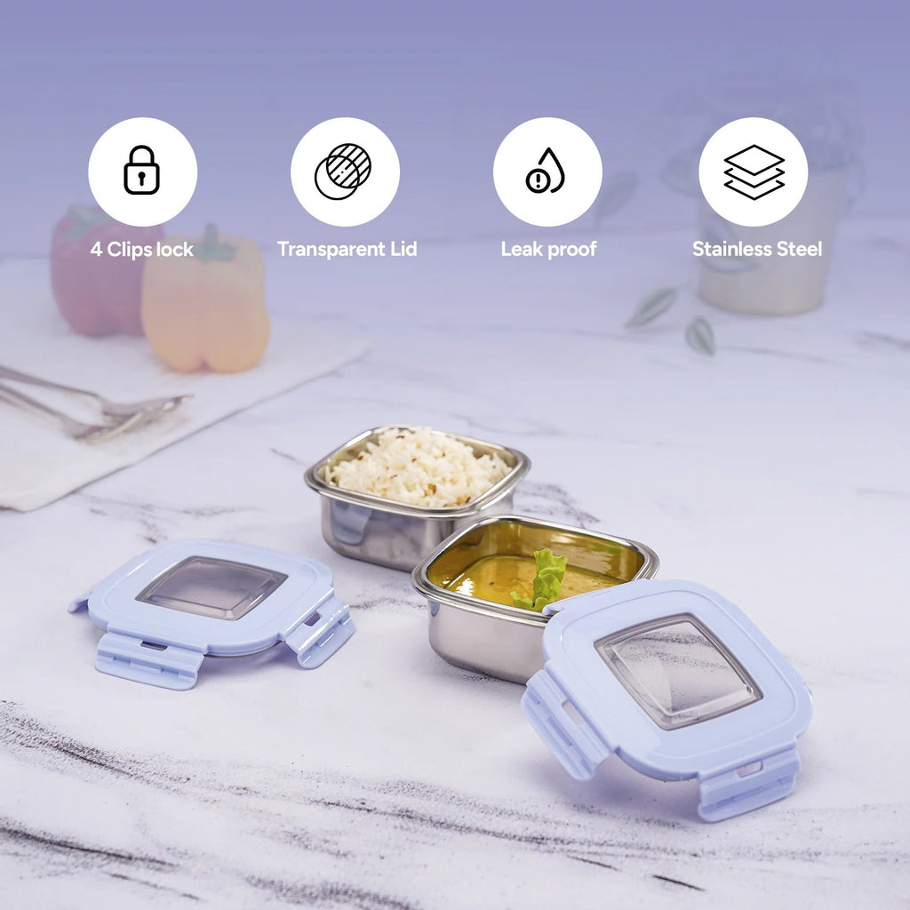 Nayasa Square Eco Lock Plastic Lunch Box 230ml Set of 2