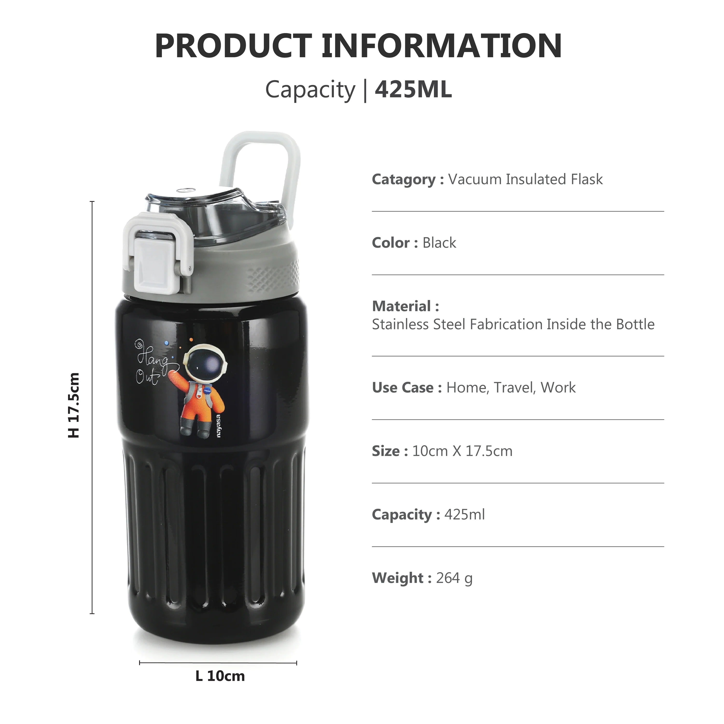 Nayasa Hangout Vacuum Flask 425ml Stainless Steel