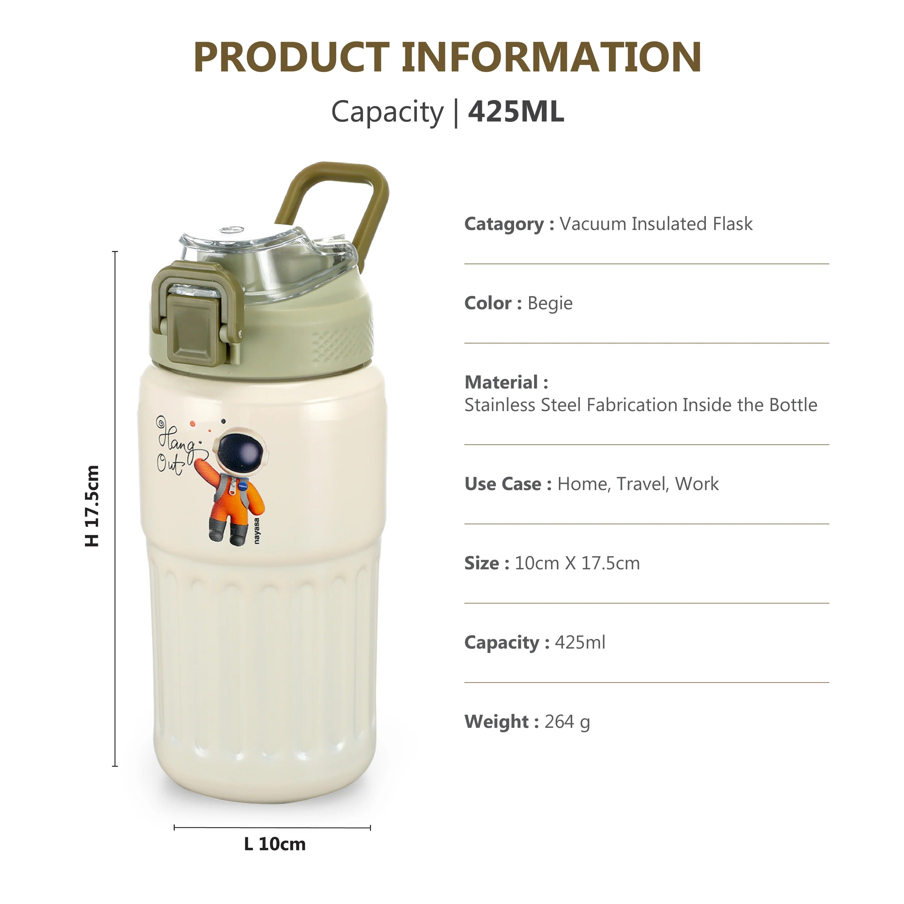 Nayasa Hangout Vacuum Flask 425ml Stainless Steel