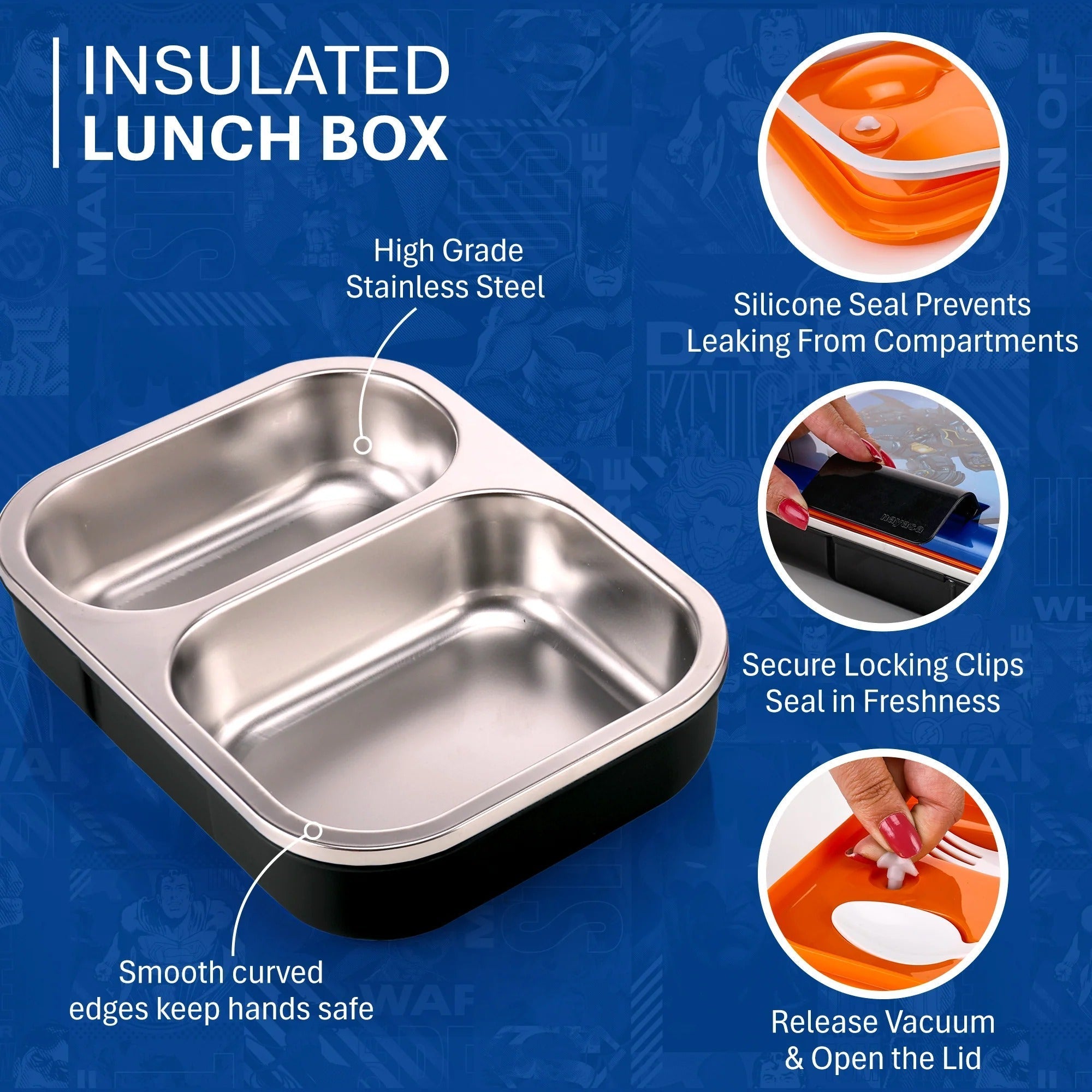 Nayasa Marco Medium Insulated 2-Compartment Stainless Steel Lunch Box