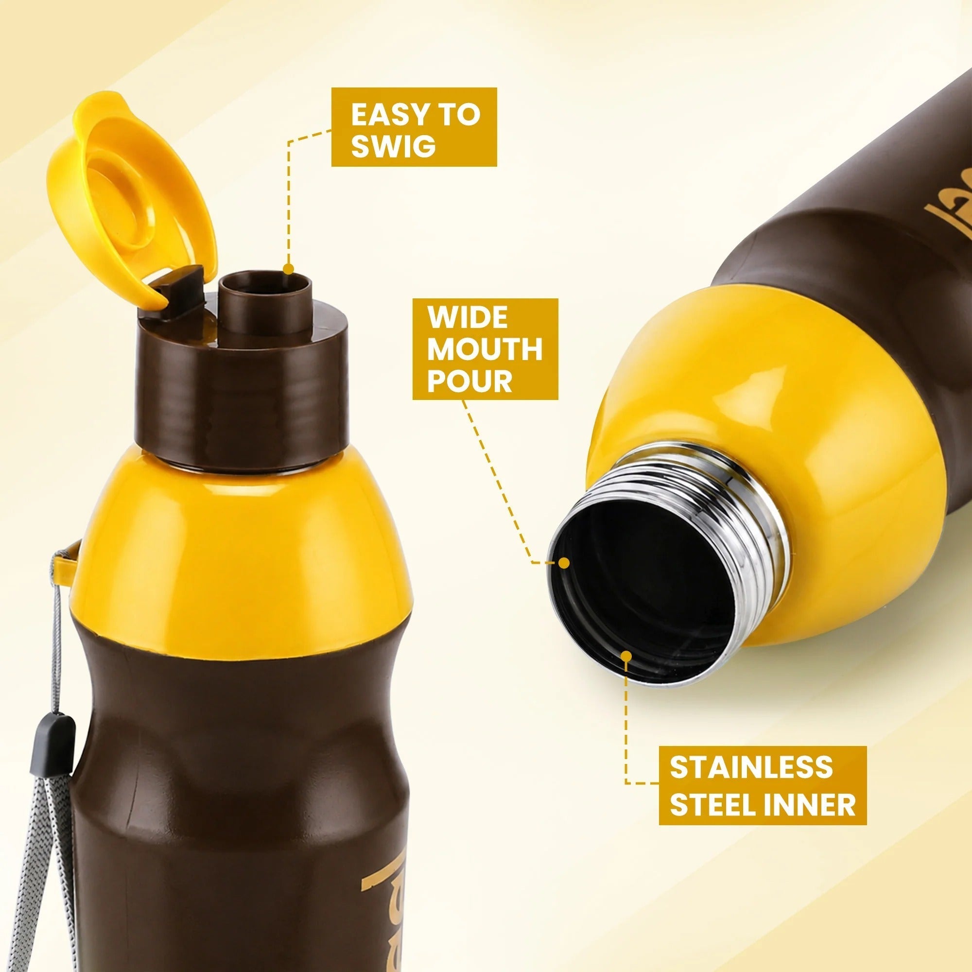 Nayasa Go Steel Insulated Water Bottle with Steel Inner - 700ML