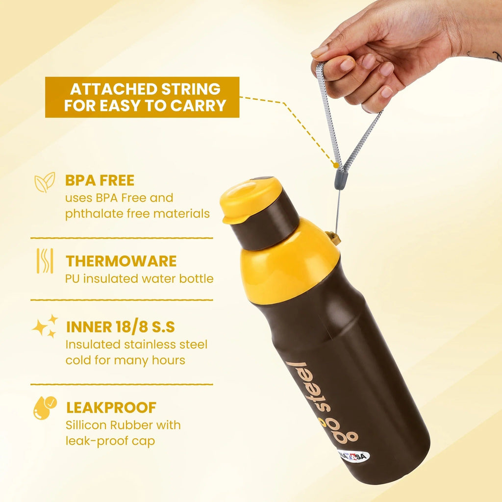 Nayasa Go Steel Insulated Water Bottle with Steel Inner - 700ML
