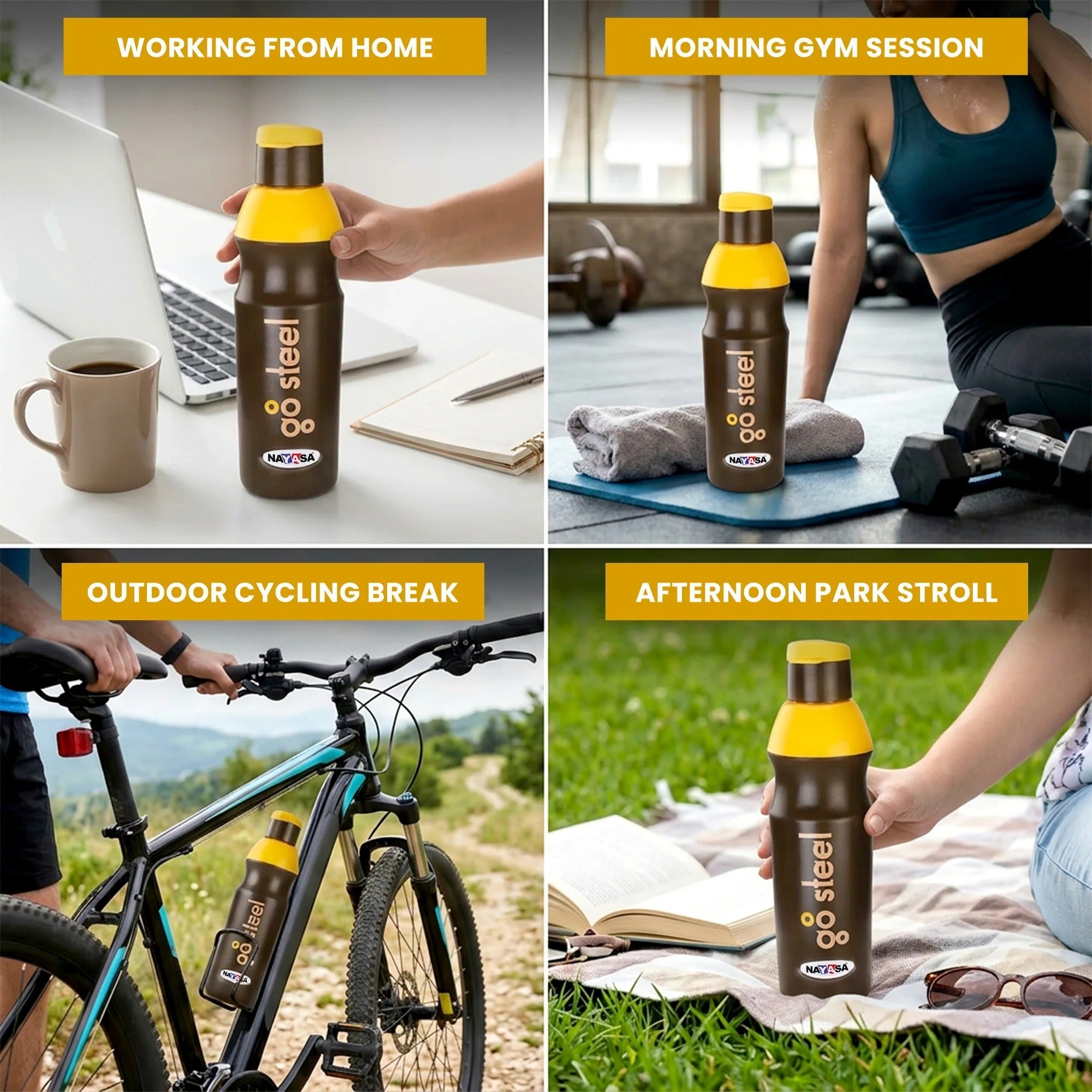 Nayasa Go Steel Insulated Water Bottle with Steel Inner - 700ML