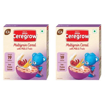 Nestle Ceregrow Kids (2-6 yrs) Cereal-Multigrain, Milk & Fruits, Rich in Iron, Calcium & Protein