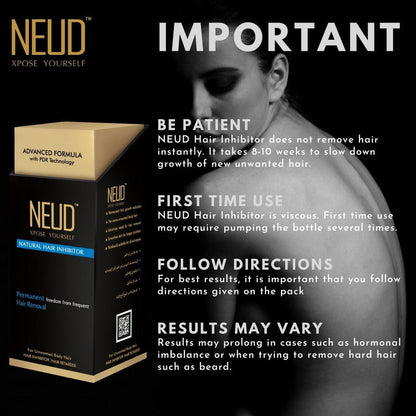 Neud Natural Inhibitor for Unwanted Hair in Men & Women - 80 gms