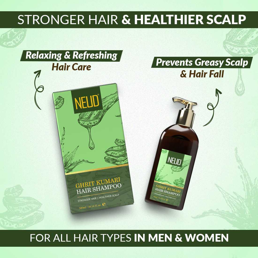 Neud Premium Ghrit Kumari Hair Shampoo for Men & Women - 300 ml