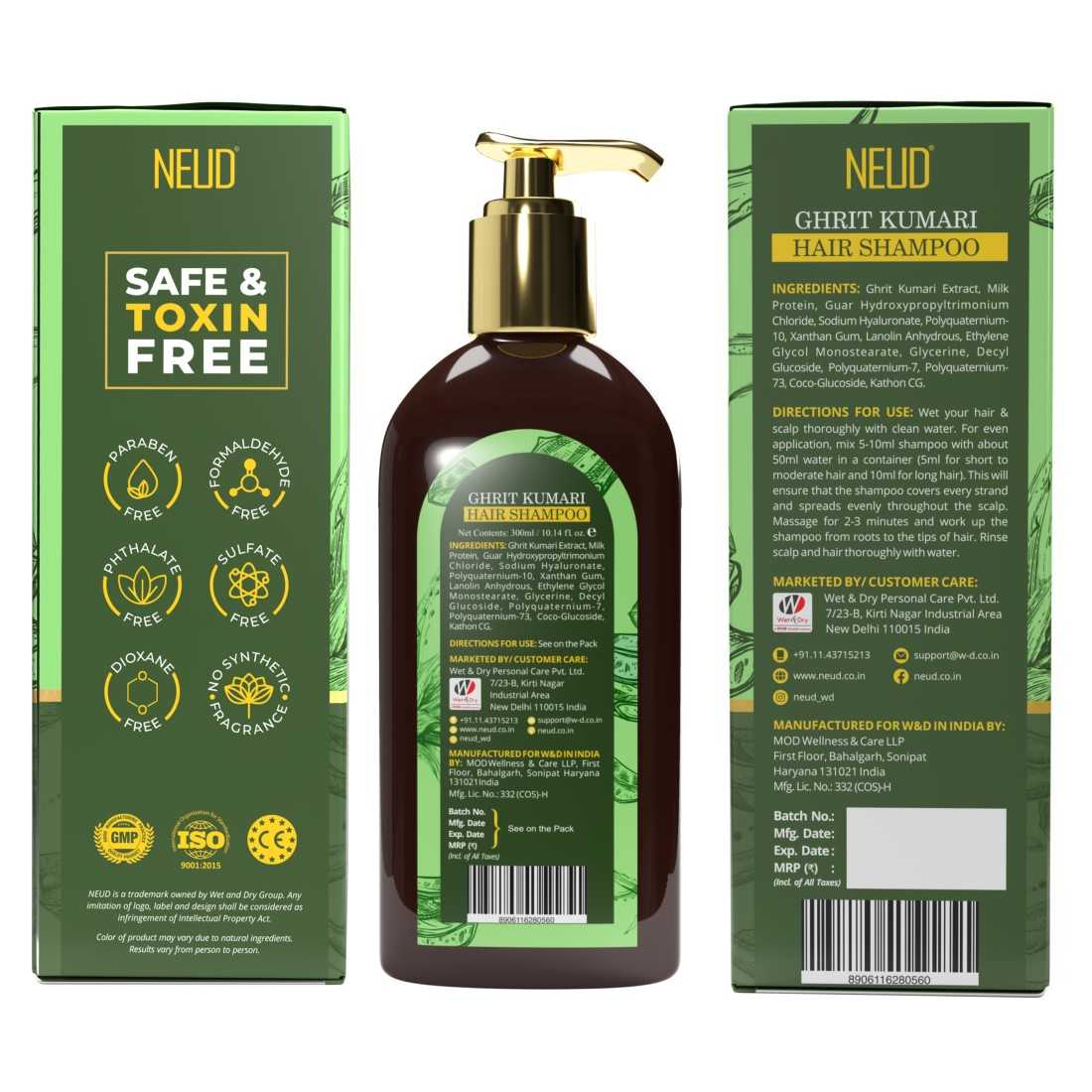 Neud Premium Ghrit Kumari Hair Shampoo for Men & Women - 300 ml