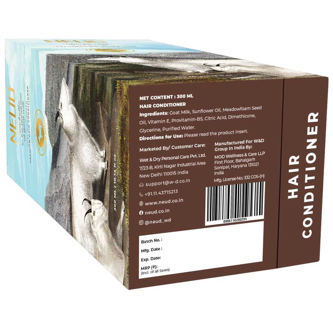 Neud Goat Milk Premium Hair Conditioner for Men & Women - 300 ml