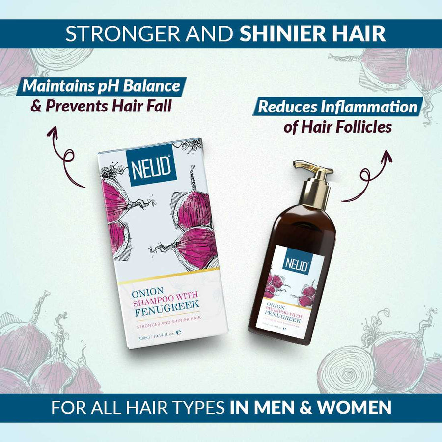 Neud Premium Onion Hair Shampoo With Fenugreek for Men & Women - 300 ml