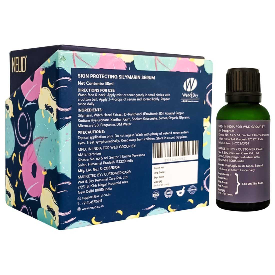 Neud Skin Protecting Silymarin Serum With Witch Hazel, Provitamin B5 and Aquaxyl - 30 ml