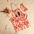 Red Paisley Kitchen Apron, Glove & Potholder Set