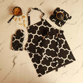 Abstract Black & White Kitchen Apron, Glove & Potholder Set